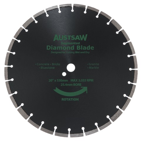 AUSTSAW 530MM( 20IN) DIAMOND BLADE SEGMENTED 25.4MM BORE GEN PURPOSE